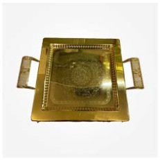 سینی چای مربعی طلایی 25SA Gold plating tray 